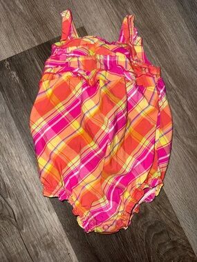 Carter's Plaid Sleeveless Bubble Romper in Pink, Orange & Yellow